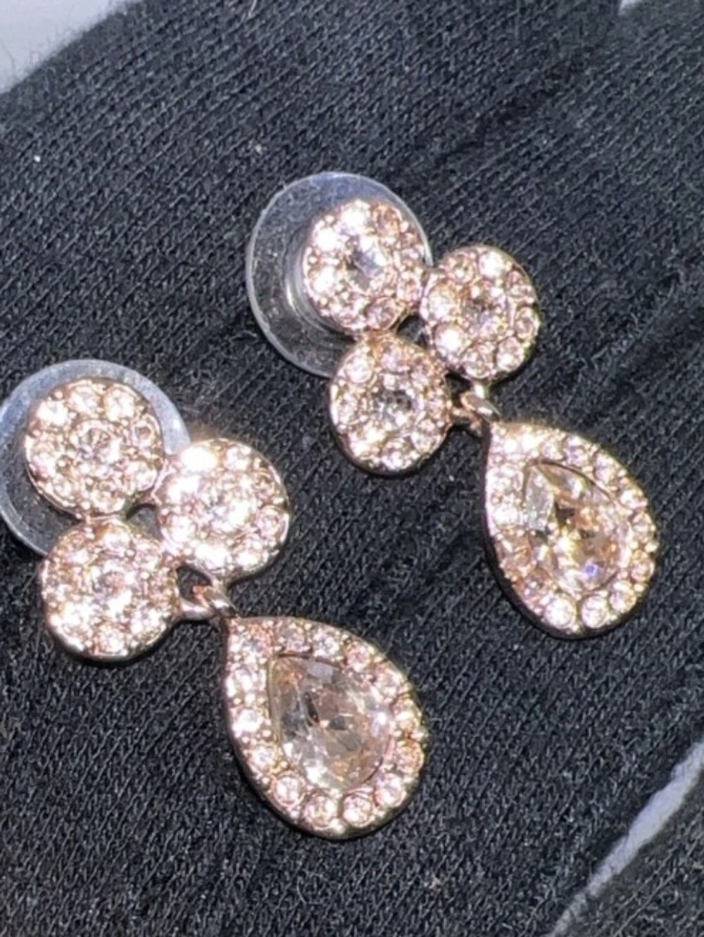 GIVENCHY SIGNED VTG Rose Gold Tone Champagne Teardrop Necklace Earrings Set - Picture 5 of 7